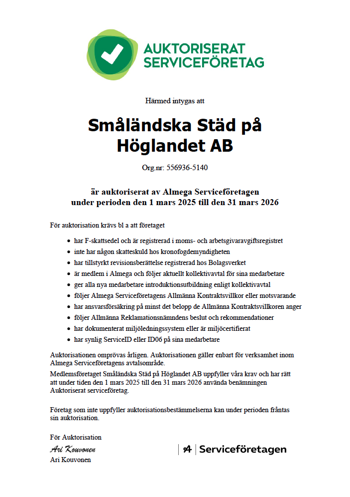 Auktorisering.Höglandet